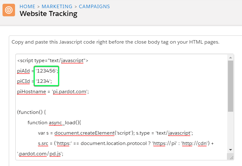 business unit website tracking code